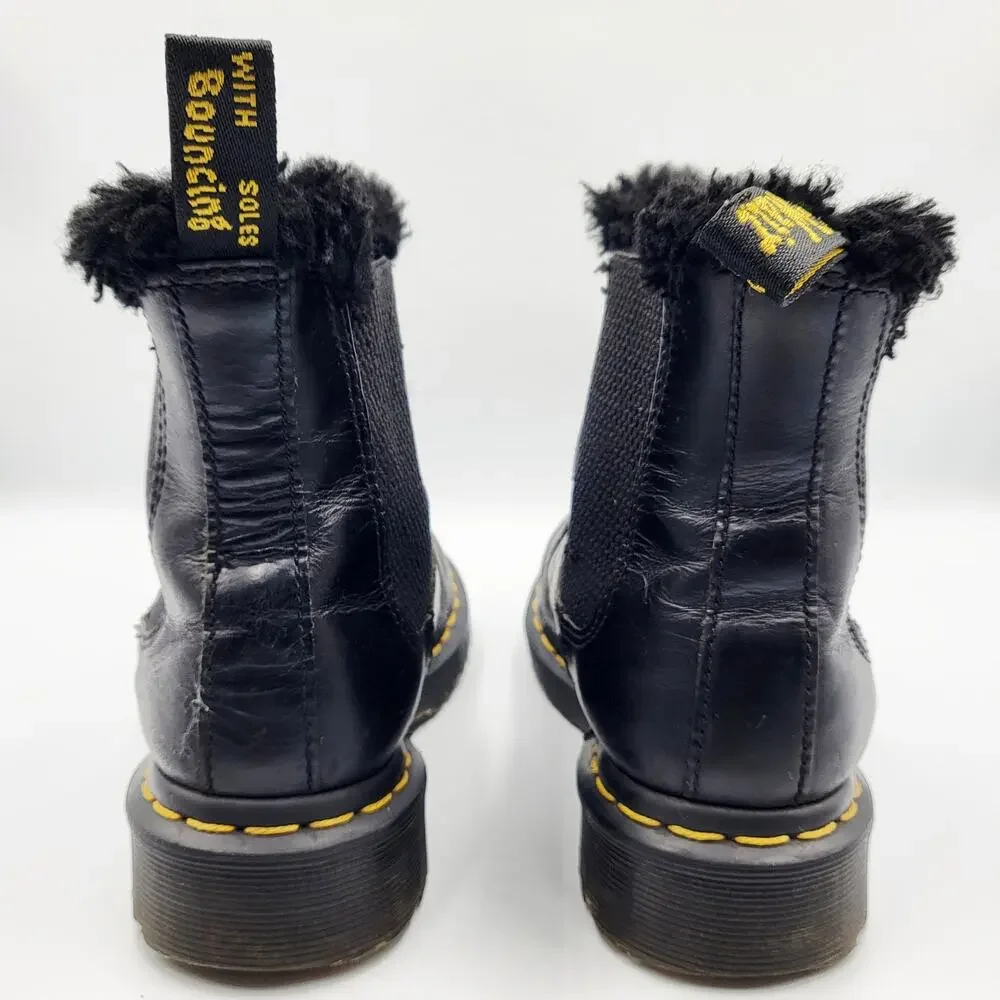 Dr. Martens 2976 Leonore Leather Faux Fur Lined Chelsea  Boots Women’s Size 5